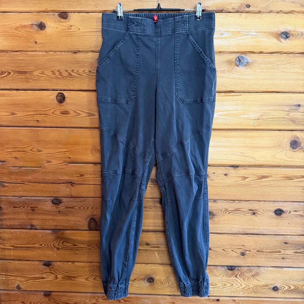 Spanx Stretch Twill Cargo Jogger Pants Large Washed Black